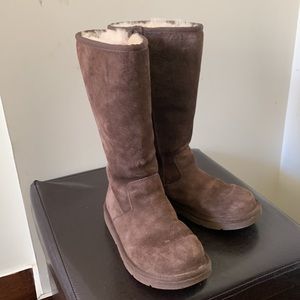 Ugg boots in chocolate brown.